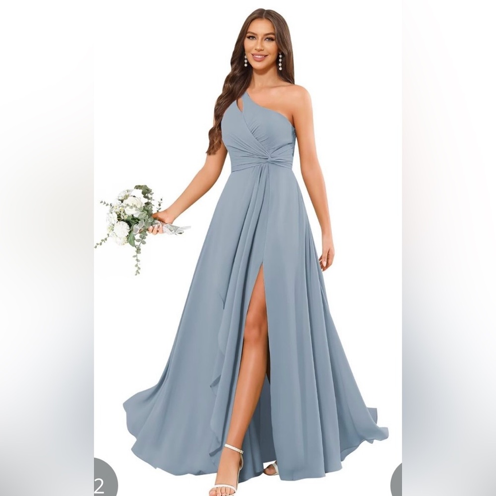 Elegant One Shoulder Blue Evening Dress
